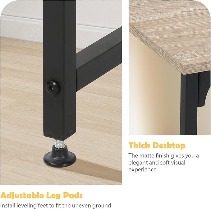 Gaming Desk,39 Inch Desk,Office Desk,Multi-Function Writing Table,Desks for Small Spaces,Modren Simple Style Desk,Metal Frame Office Desk,Adjustable Leg Pads,Nature