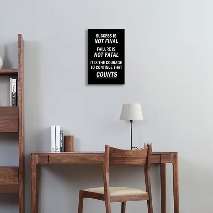 To Continue That Counts Motivational Wall Art Never Give Up Positive quotes Printed Modern Artwork Inspirational Quotes Canvas Poster for Living Room Office Home Framed [12" W X 18" H]