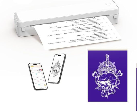 Portable Thermal Printer Wireless for Travel, Bluetooth Inkless Tattoo Stencil Printer, Supports 8.5x11 US Letter, Compatible with iOS, Android, Mac, Windows,Home,Office