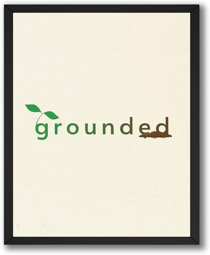 ALPINE INK CO. Motivational Typography Canvas Poster - Grounded Word Design Artwork - Calm Minimal Style - Bedroom Office Meditation Wall Decor - 11x14 Unframed Canvas Print