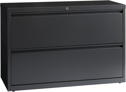Lorell 2-Drawer Lateral File, 42 by 18-5/8 by 28-1/8-Inch, Charcoal