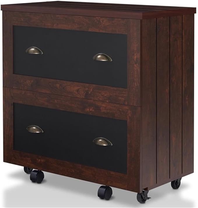 Furniture of America Waterford Wood 2-Drawer File Cabinet in Vintage Walnut