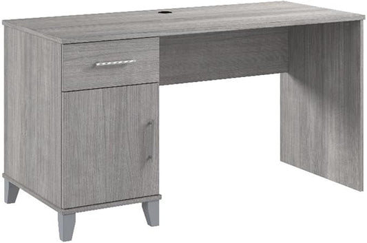 Bush Home Somerset 54W Office Desk with Drawer and Cabinet in Platinum Gray, Computer Table with Storage for Home Office Workspace