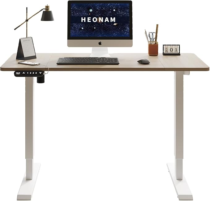 48 Inch Electric Standing Desk with USB Charging Port, Height Adjustable Sit Stand Desk with Memory Presets, Spacious Desktop and Sturdy Metal Frame for Home Office