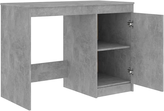 Modern Writing Computer Desk, Home Office Desk Writing Study Table PC Desk Workstation for Bedroom, Concrete Gray 39.4"x19.7"x29.9" Engineered Wood(J)