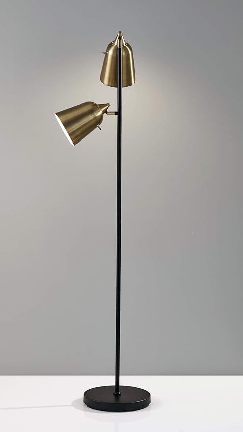 ADESSO 3237-01 Floor-Lamps, Matte Black/Antique Brass