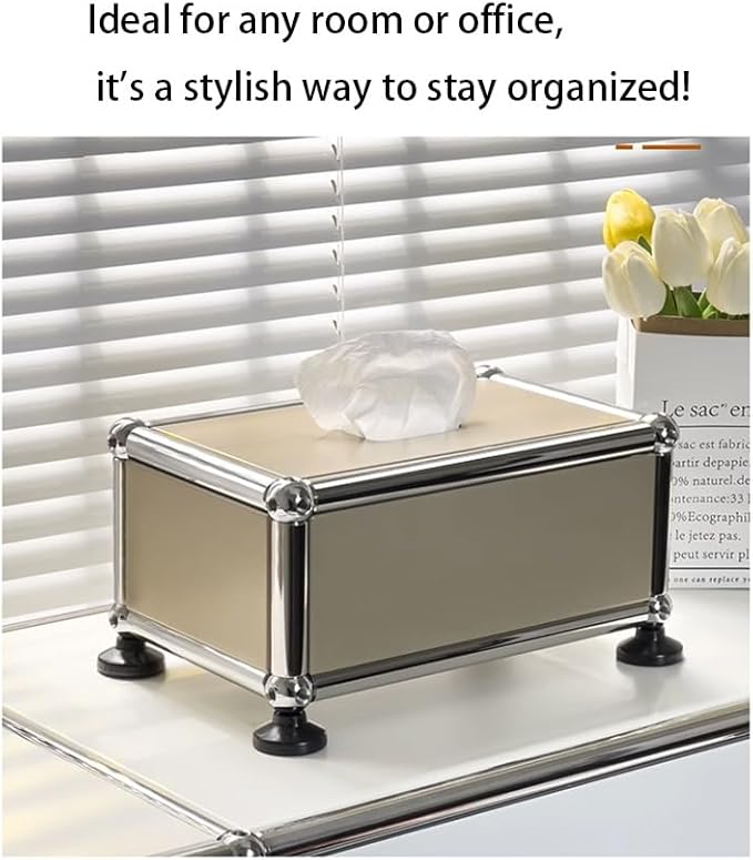 Stylish Tissue Box Stainless Steel Tissue Box Napkin Tissue Box Holder and Rectangle Tissue Organizer for Kitchen Office Room Home Decor Modern Tissue Box (Color : Blue) (Blue)