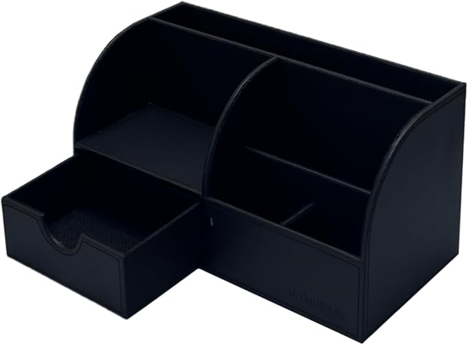 UnionBasic Desk Organizer - Multifunctional Leather Desktop Pen Holder Storage Box - Business Card/Pen/Pencil/Mobile Phone/Stationery Holder, Black