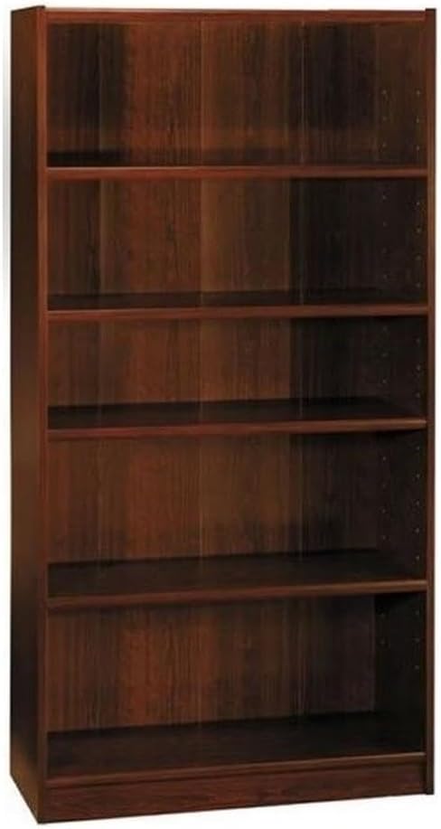Bush Home Universal Tall 5 Shelf Bookcase in Vogue Cherry, Vertical Storage and Display Bookshelf for Home Office or Living Room Organization