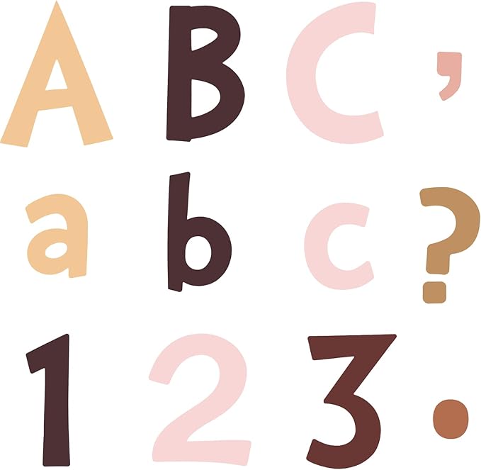 Tenare 134 Pieces 5 Inch Bulletin Board Letters Alphabet Numbers Combo Set Letter Cutouts for Bulletin Board Display Home Decor(Boho Color)