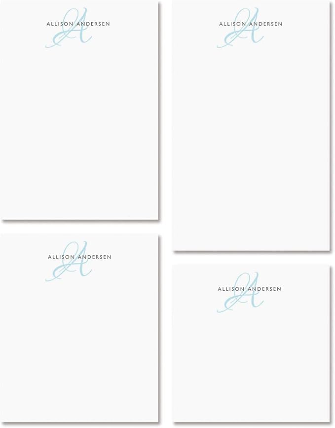 Current Initial Personalized Notepad Set – Set of 4 100-Sheet Pads, Multiple Sizes, Great for Shopping Lists, Grocery Lists and Personalized Gifts, Printed in the USA