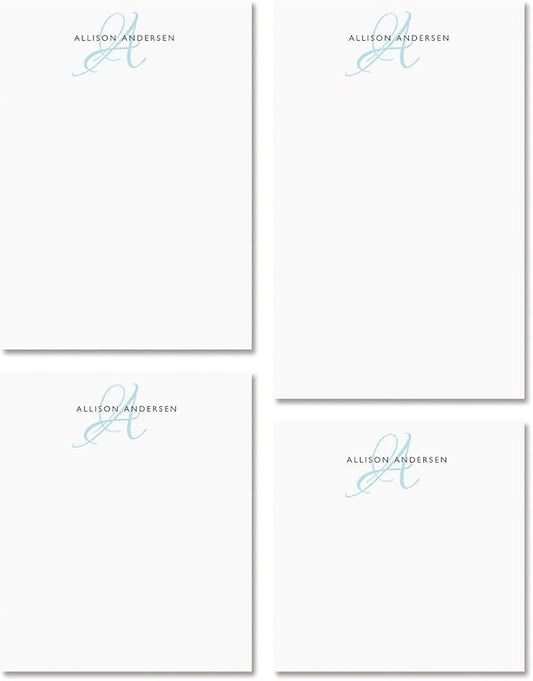 Current Initial Personalized Notepad Set – Set of 4 100-Sheet Pads, Multiple Sizes, Great for Shopping Lists, Grocery Lists and Personalized Gifts, Printed in the USA