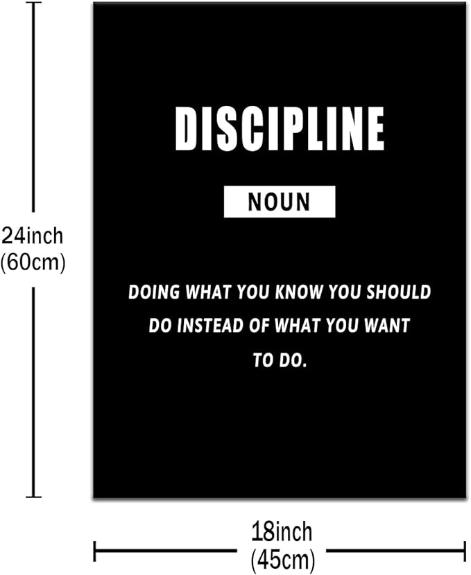 PSYYSP Inspirational Canvas Wall Art Motivational Discipline Painting Poster Entrepreneur Quotes Picture Print Artwork for Office Living Room Gym Wall Decoration Framed Ready to Hang [18''Wx24''H]