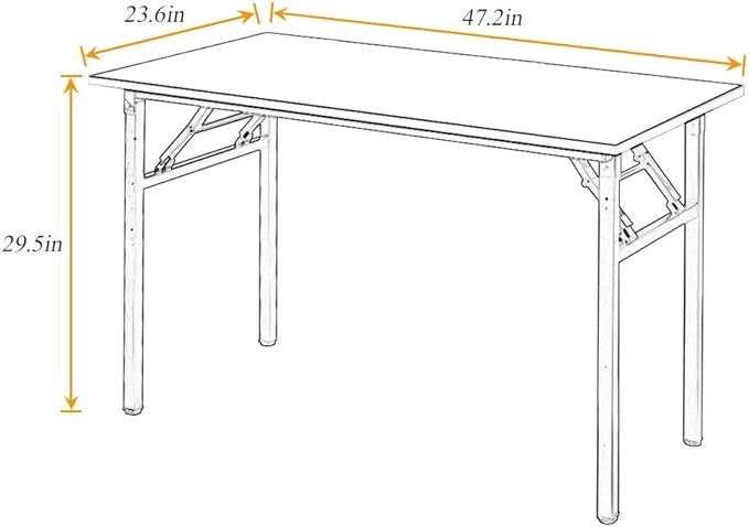 SogesPower Computer Desk Folding Table 47 inches Fully Assembled Sturdy Writing Desk for Home Office Folding Desk, White