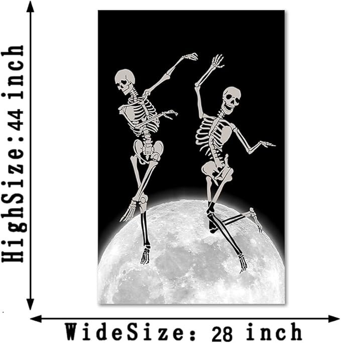 Wall Art for Living Room - Framed Dancing Skeletons on Moon Painting Unique Gothic Poster Aesthetic Artwork Fun Dark Humor Canvas Print Spooky Bedroom Office Home Decoration, Large 28"x44"