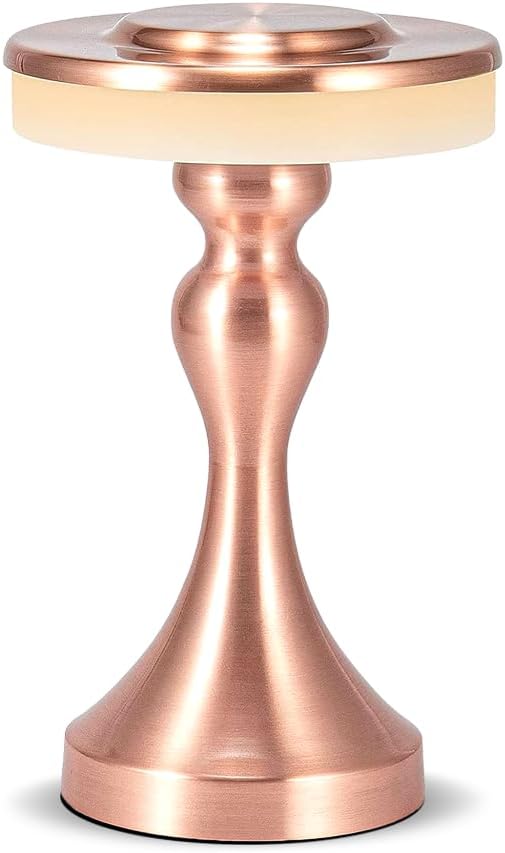 Portable Metal LED Table Lamp,Cordless Battery Table Lamp,3 Color Touch Control Rechargeable Desk Lamp,3-Levels Brightness Bedside Battery Lamp,Night Light