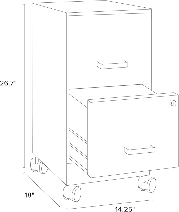 Realspace 18"D SOHO Vertical Letter-Size Mobile File Cabinet, 2 Drawers, Pearl White