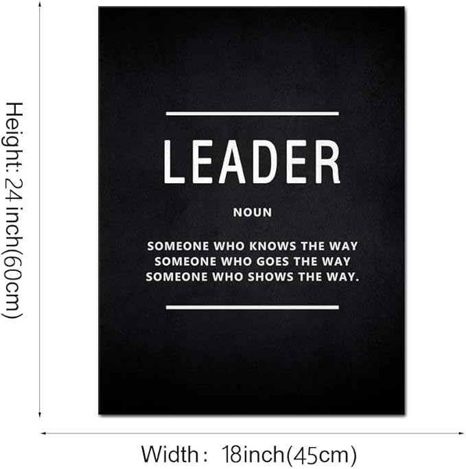 Leader Noun Inspirational Wall Art Inspiring Painting Prints on Canvas Motivational Leadership Entrepreneur Quotes Posters Inspiration Entrepreneurship Decoration Artwork for Office Home (18”Wx24”H)