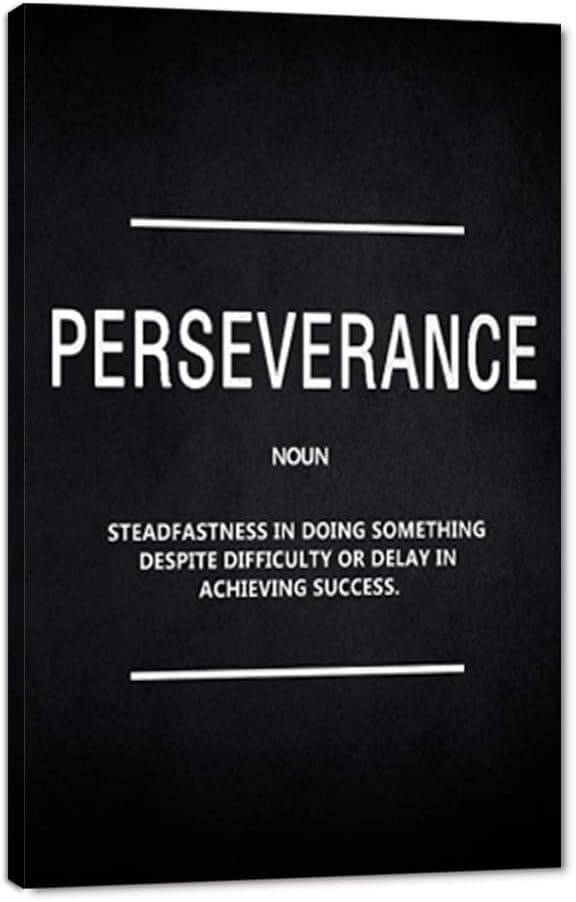 Inspirational Canvas Wall Art Motivational Painting Perseverance Noun Pictures Inspiring Entrepreneur Quote Success Posters and Prints Artwork Decor for Home Office Framed Ready to Hang (28" Wx44 H)