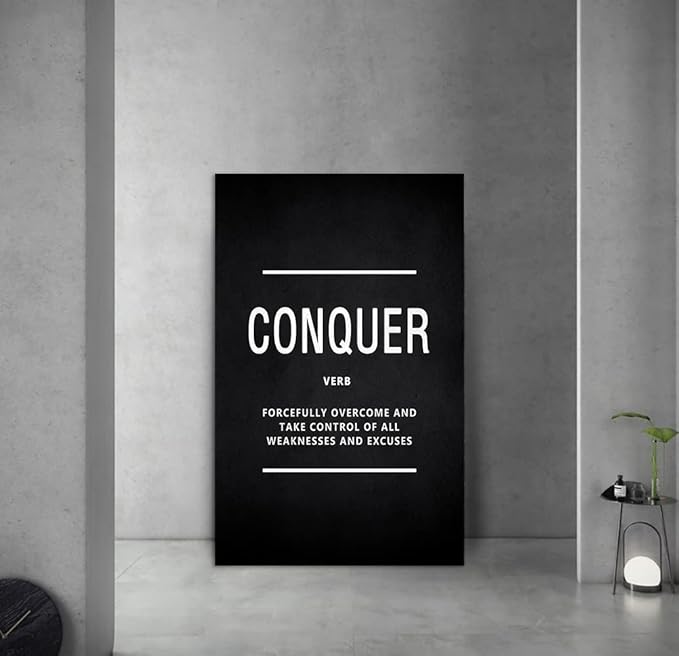 Yatsen Bridge Motivational Wall Art Pictures Inspirational Posters Prints on Canvas Conquer Verb Inspiring Entrepreneur Quotes Office Wall Painting Artwork Home Office Decorstions Framed (28" Wx44 H)