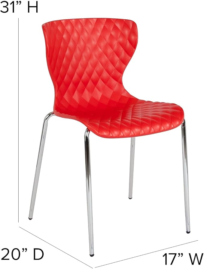 Flash Furniture Lowell Contemporary Design Red Plastic Stack Chair