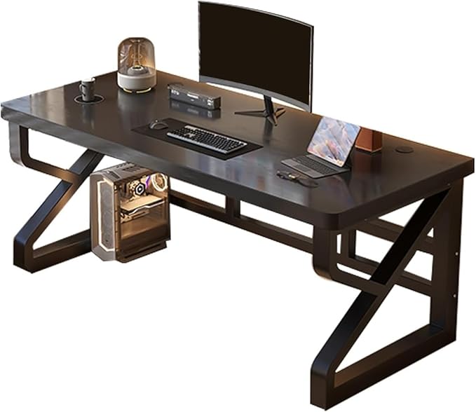 Office Desk，Computer Desk，Writing Desk Work Desk for Home Office, Study, Modern Simple Desk, Large legroom, Metal Frame(Black,55.1in*23.6in*29.5in)