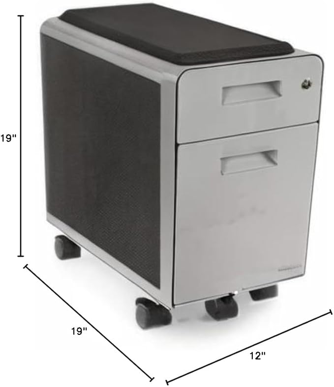 UPLIFTDESK Narrow 2-Drawer File Cabinet with Seat, Rolling (Gray)