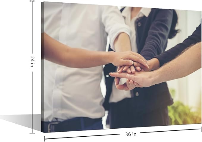 Large Wall Art Business Partners Team meeting Hands Gesture Pictures Modern Motivational Inspirational Success Teamwork Posters Canvas Art Wall Decor for Office Framed 1 Panel (24" Wx36 H)
