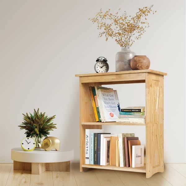 Natural Wood Bookshelf, 3 Tier Bookcase, Freestanding Display Storage Shelves Open Bookshelf for Bedroom, Living Room and Office (Brown, Open Table) (Natural, Table Open)