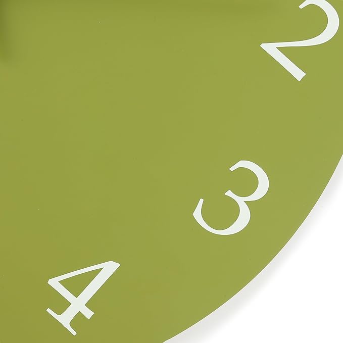 Lafocuse 12 Inch Wooden Olive Green Wall Clock Battery Operated Silent Non-Ticking, Modern Simple Wall Clock for Living Room Decor Kitchen Bedroom Office