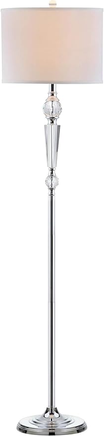 SAFAVIEH Lighting Collection Savannah Clear Crystal/ Chrome 60-inch Living Room Bedroom Home Office Standing Floor Lamp (LED Bulb Included)