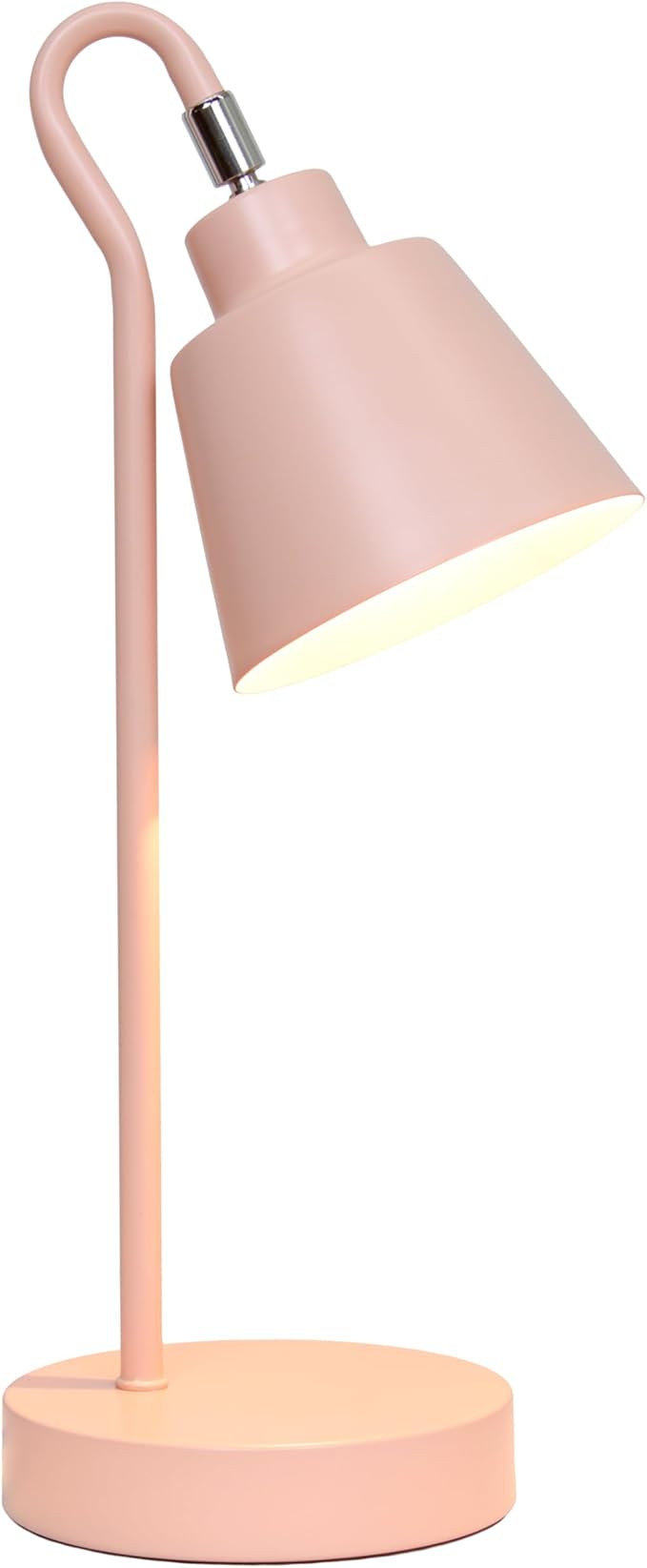 Simple Designs LD1079-BPK 16" Sleek Essentials Metal Looped Desk Task Lamp with Adjustable Shade, for Office, Desk, Nightstand, Dorm, Blush Pink