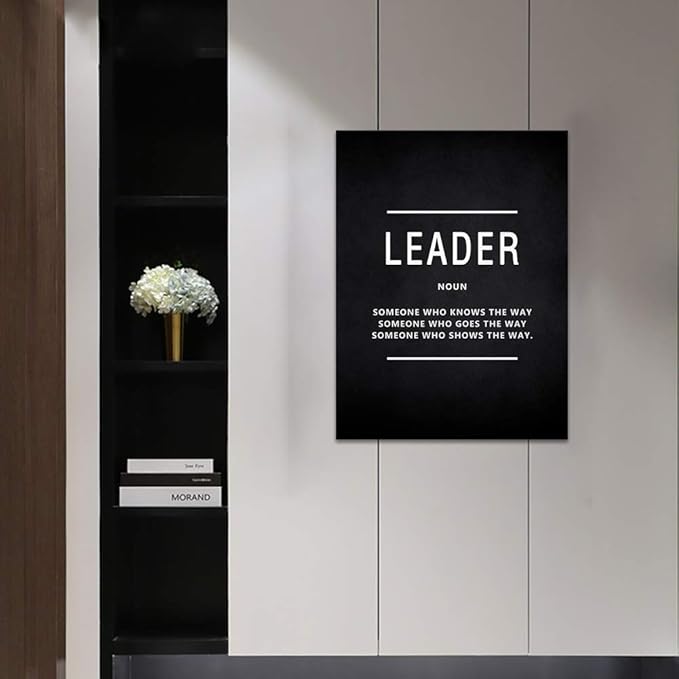 Leader Noun Inspirational Wall Art Inspiring Painting Prints on Canvas Motivational Leadership Entrepreneur Quotes Posters Inspiration Entrepreneurship Decoration Artwork for Office Home (18”Wx24”H)