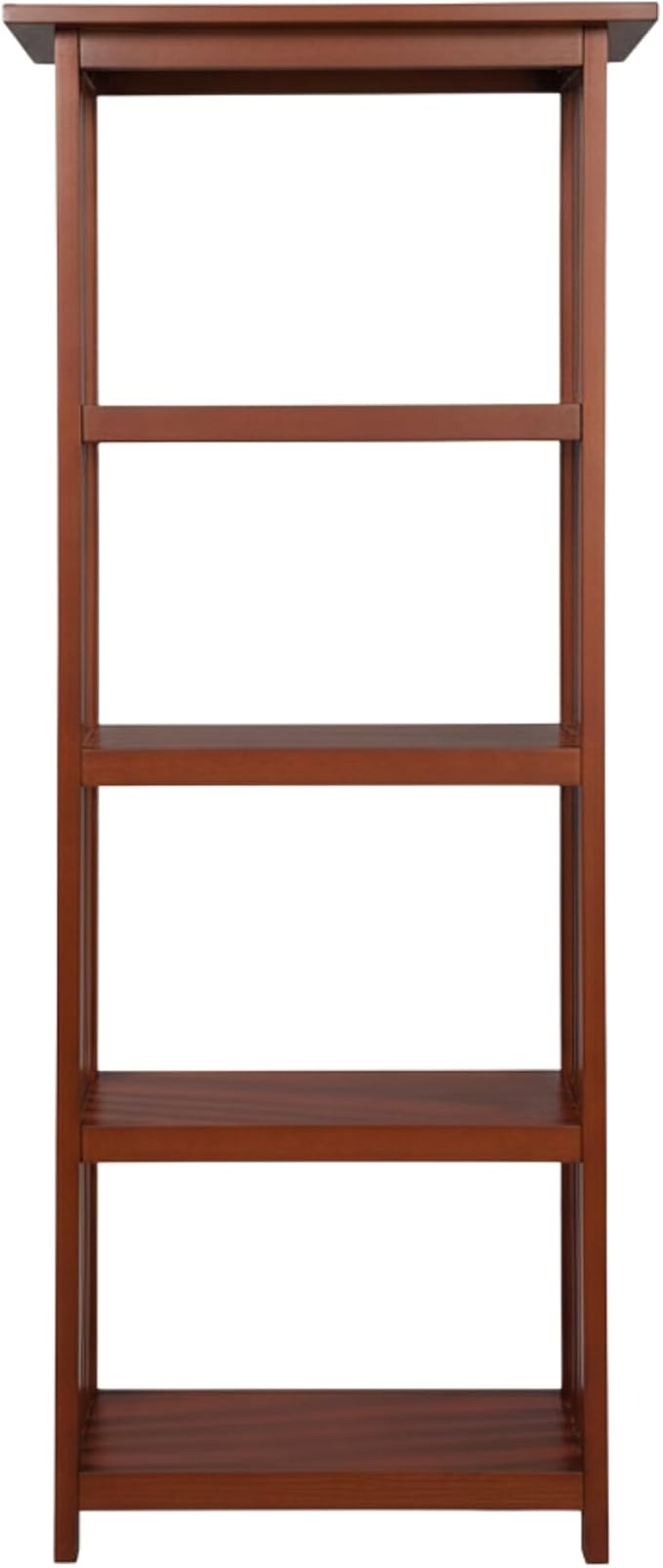 Alaterre Furniture Mission 4-Tier Bookcases with Adjustable Shelves – Mid-century Modern 60-Inch Wood Bookshelf for Living Room, Bedroom or Home Office (Cherry)