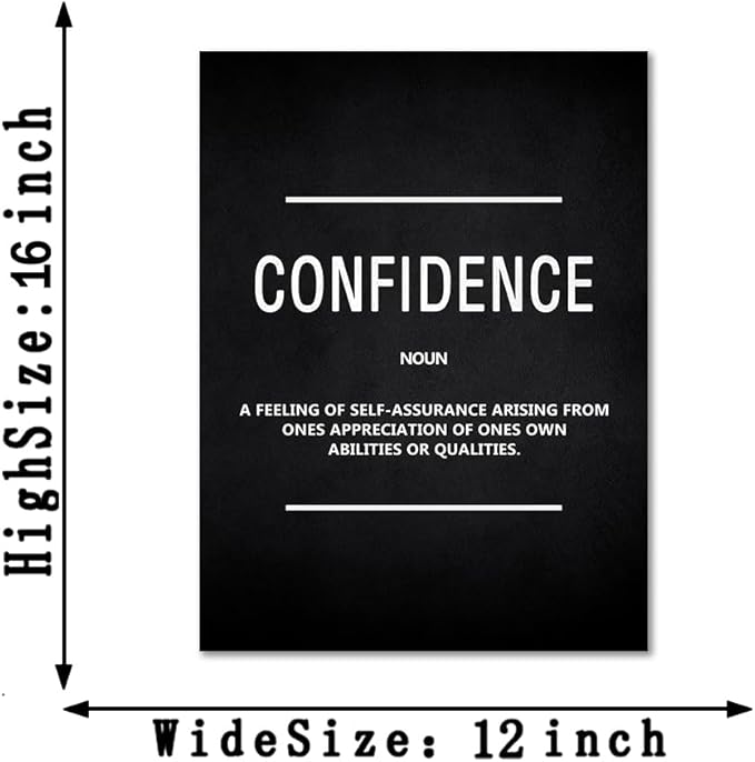 Confidence Canvas Wall Art, Framed Motivational Entrepreneur Quote for Home Office Living Room Decor, Ready to Hang, 12x16 Inches