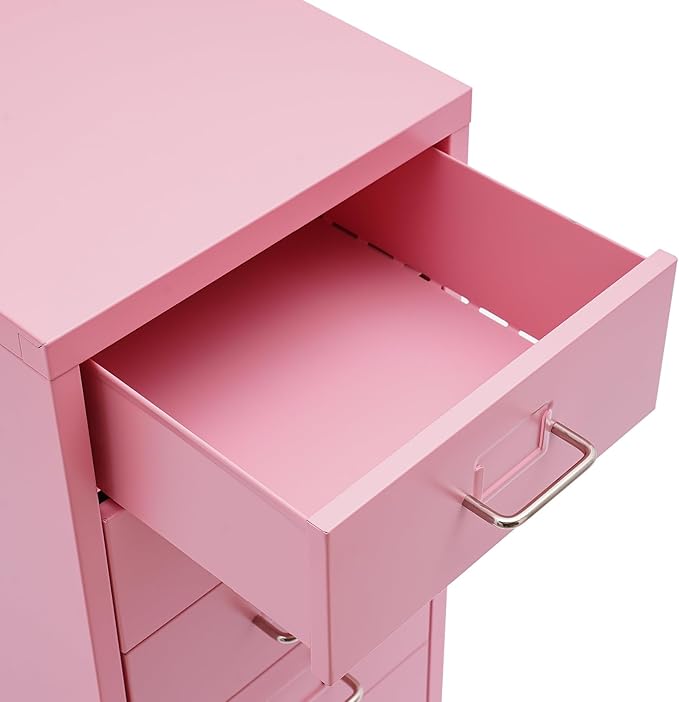 Metal Storage Cabinet with Wheels, 5 Drawers Mobile Filing Cabinet Under Desk Organizer Unit for Home Office