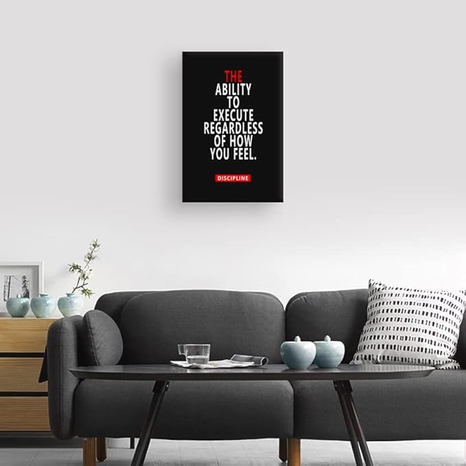 Motivational Discipline Posters Inspirational Wall Art Picture Printed Stretched and Framed for Living room Wall Art Modern Home Decor Canvas Painting Artwork Ready to Hang[12''W X 18''H]