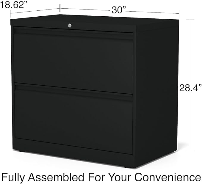 STAPLES 2-Drawer Lateral File Cabinet, Letter & Legal Size Documents, Lockable, 30" W x 18.62" D x 28" H, Black