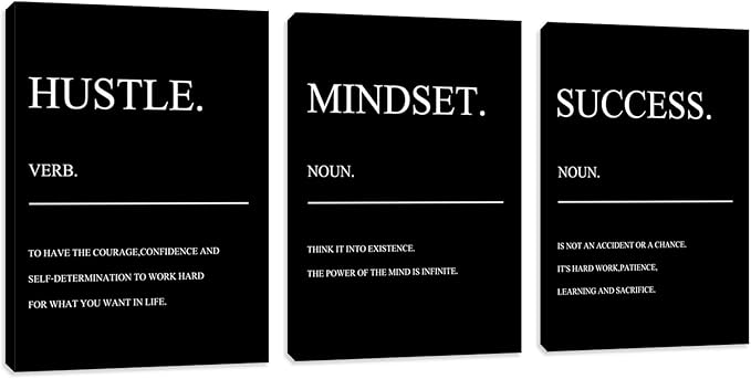 Large Motivational Black Quotes Success Posters Office Wall Decor Artwork Inspiring Hustle Painting Prints Inspirational Canvas Wall Art Home Living Room Bedroom Framed Artwork (72" Wx36 H)