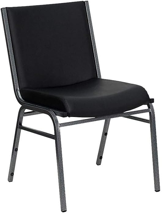 Flash Furniture HERCULES Series Heavy Duty Black Vinyl Stack Chair with Ganging Bracket