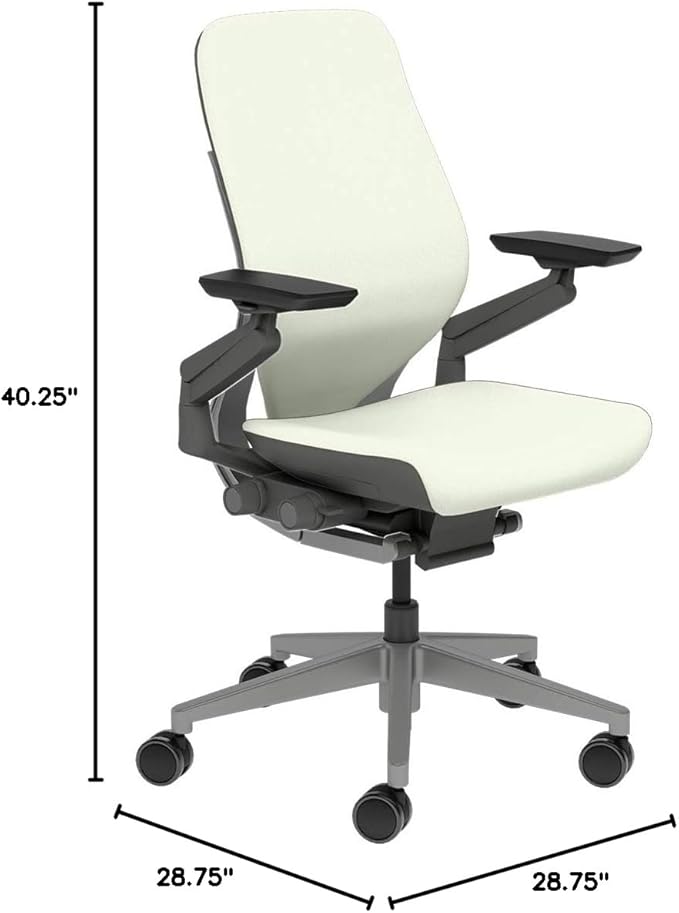 Steelcase Gesture Task Chair: Wrapped Back - Platinum Metallic Frame/Base/Seagull Accent - Roll Control Hard Floor Casters