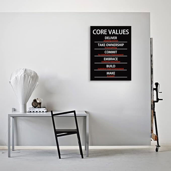 WYJZDZQ8 Motivational Office Canvas Wall Art Inspirational Canvas Painting Positive Quotes Posters Core Values Picture Prints Artwork for Home Library Decor Framed Ready to Hang[30" W X 40" H]