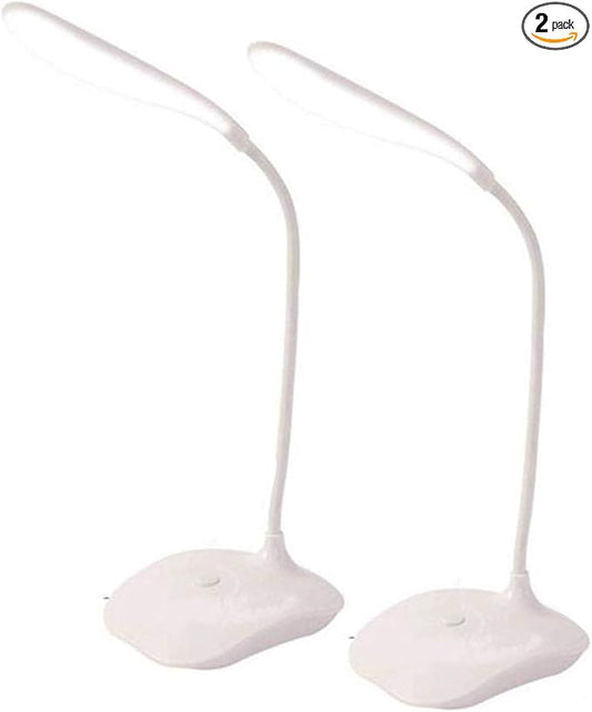 LED Table Lamp,Portable Eye-Protected Flexible Gooseneck Small Desk Lights for Dorm Study Office Bedroom-USB and 3 AA Batteries Powered-Not Include Batteries (2 Pack)