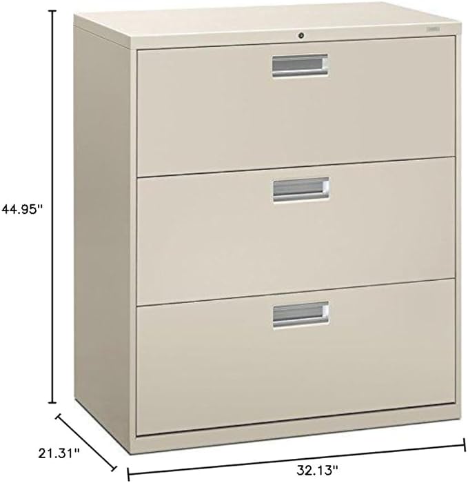 HON 683LQ 600 Series 36-Inch by 19-1/4-Inch 3-Drawer Lateral File, Light Gray