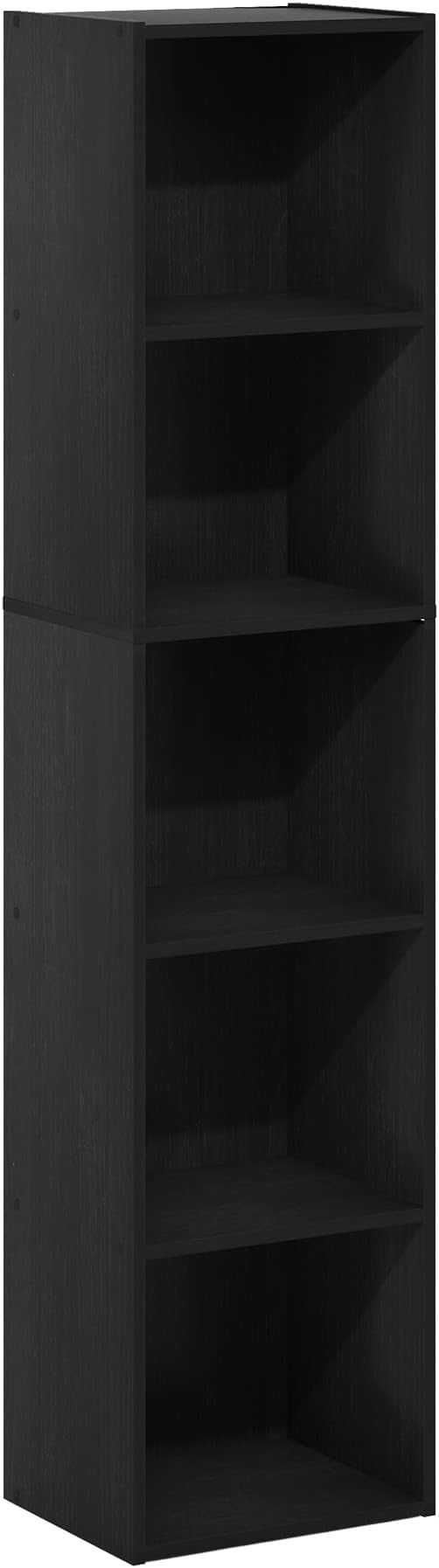 Furinno PASIR Book Shelf, 5-Tier Modern Bookshelf, Open Shelves Bookcase, 9 x 12 x 52, for Living Room, Bedroom, Home Office, Darkwood