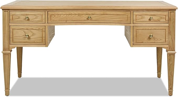 Jennifer Taylor Home JTH Luxe Dauphin Gold Accent 5-Drawer Executive Desk