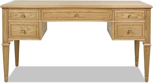 Jennifer Taylor Home JTH Luxe Dauphin Gold Accent 5-Drawer Executive Desk