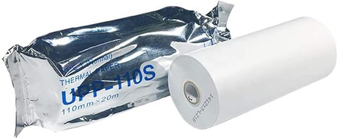 UPP 110S Ultrasound Printer Paper, Type I Black And White Video Thermal Paper Bx/10 New 110mm x 20m (10 ROLLS)
