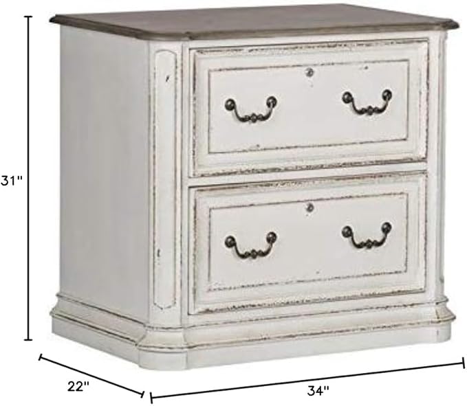 Liberty Furniture Magnolia Manor Media Lateral File for Home Office, W34" x D22" x H31", White