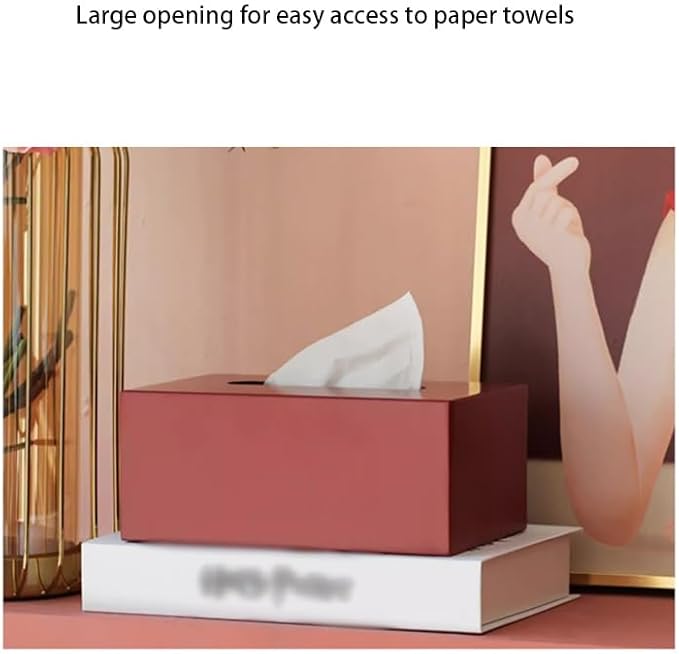Stylish Tissue Box Light Metal Tissue Box and High-end Tissue Box Rectangular Tissue Holder for Vanity Bathroom Kitchen Office Home Decor Modern Tissue Box (Color : Gray) (Pink)